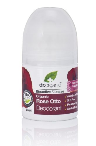 Dr Organic alumíniummentes dezodor bioaktív damaszkuszi rózsaolajjal, 50 ml