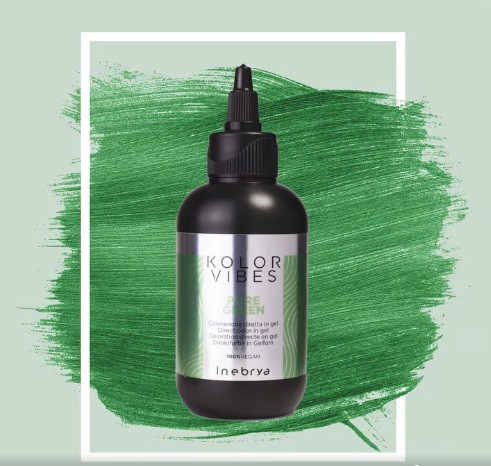 Inebrya Kolor Vibes vegán hajszinező gél, Pure Green, 150 ml
