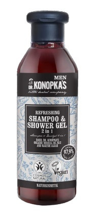 Dr Konopka's Men frissítő 2 az 1-ben sampon és tusfürdő gél, 280  ml