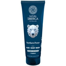   Natura Siberica Northern Power 3 az 1-ben tusfürdő, haj- és szakállmosó férfiaknak, 200 ml
