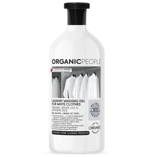 Organic People öko mosógél fehér ruhákhoz bio vízililiommal és japán rizzsel, 1 l