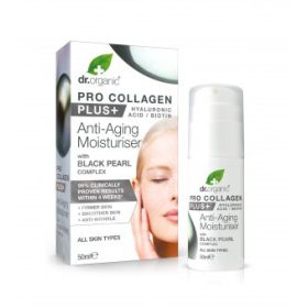   Dr Organic Pro Collagen Anti-Aging hidratáló arckrém fekete gyönggyel, 50 ml