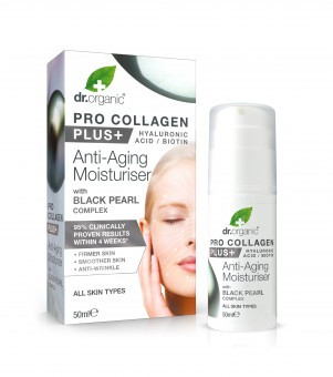 Dr Organic Pro Collagen Anti-Aging hidratáló arckrém fekete gyönggyel, 50 ml