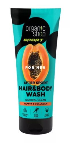 Organic Shop sportolás utáni sampon és tusfürdő papayával és kollagénnel, 200 ml
