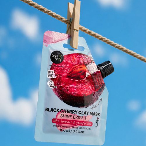 Organic Shop „Shine Bright” fekete cseresznyés agyagmaszk naicinamiddal, 100 ml