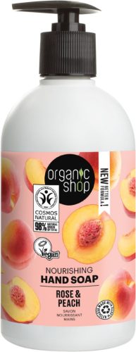 Organic Shop tápláló folyékony szappan rózsával és őszibarackkal, 500 ml