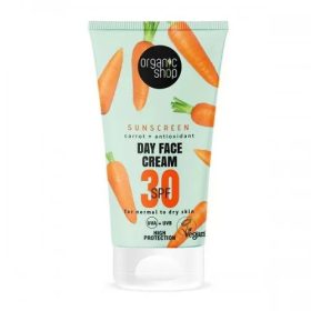  Organic Shop fényvédő nappali arckrém sárgarépával SPF30 (normál és száraz bőrre), 50 ml