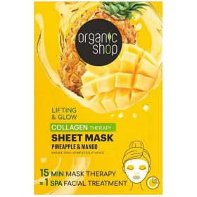   Organic Shop Lifting & Glow Kollagénes fátyolmaszk ananásszal és mangóval, 25 g