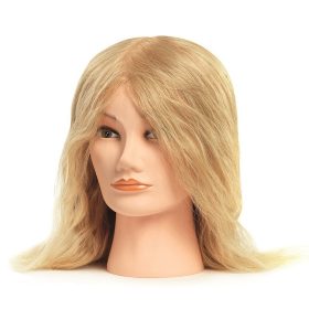 Bratt szőke babafej humán hajjal, 35-40 cm