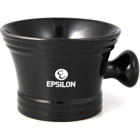 Epsilon Ceramic Shaving Bowl With Handle (Black)