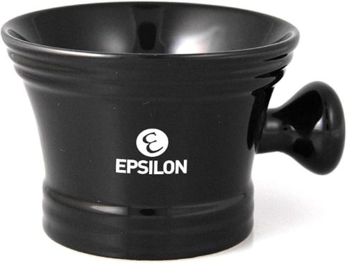 Epsilon Ceramic Shaving Bowl With Handle (Black)