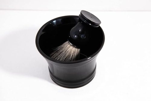 Epsilon Ceramic Shaving Bowl With Handle (Black)