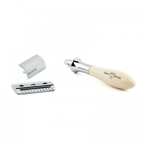 Edwin Jagger Closed Comb Chatsworth Plaza Safety Razor (DE) Ivory/Chrome IVPSR