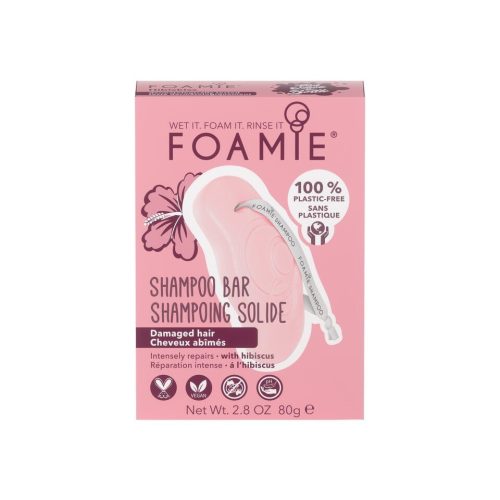 Foamie Hibiskiss szilárd sampon Sérült hajra hajra, 80 g