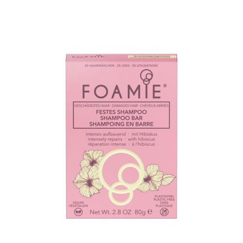 Foamie Hibiskiss szilárd sampon Sérült hajra hajra, 80 g