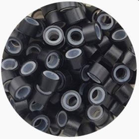   Szilikonos mikrogyűrű hajhosszabbításhoz 4,5 mm fekete, 100 db