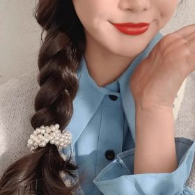 Hair Power gyöngyös hajgumi, gyöngyházfehér