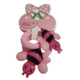 Hair Power gyerek hajgumi, méhecskés, világos rózsaszín