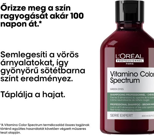 Loreal Serie Expert Vitamino Color Spectrum Green hamvasító sampon, 300 ml