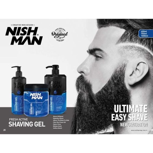 Nish Man Fresh Active Blue borotvagél, 400 ml