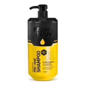   Nish Man Pro-Hair Keratin Complex hidratáló sampon Sérült hajra hajra,  1250 ml