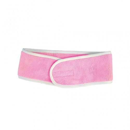 Kozmetikai tépőzáras frottír bambusz fejpánt, pink