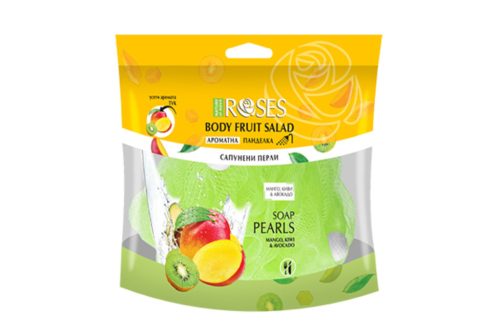 Nature of Agiva Roses Fruit Salad 2:1 Tusoló szivacs szappangolyókkal mangó,kiwi és avokádó illattal